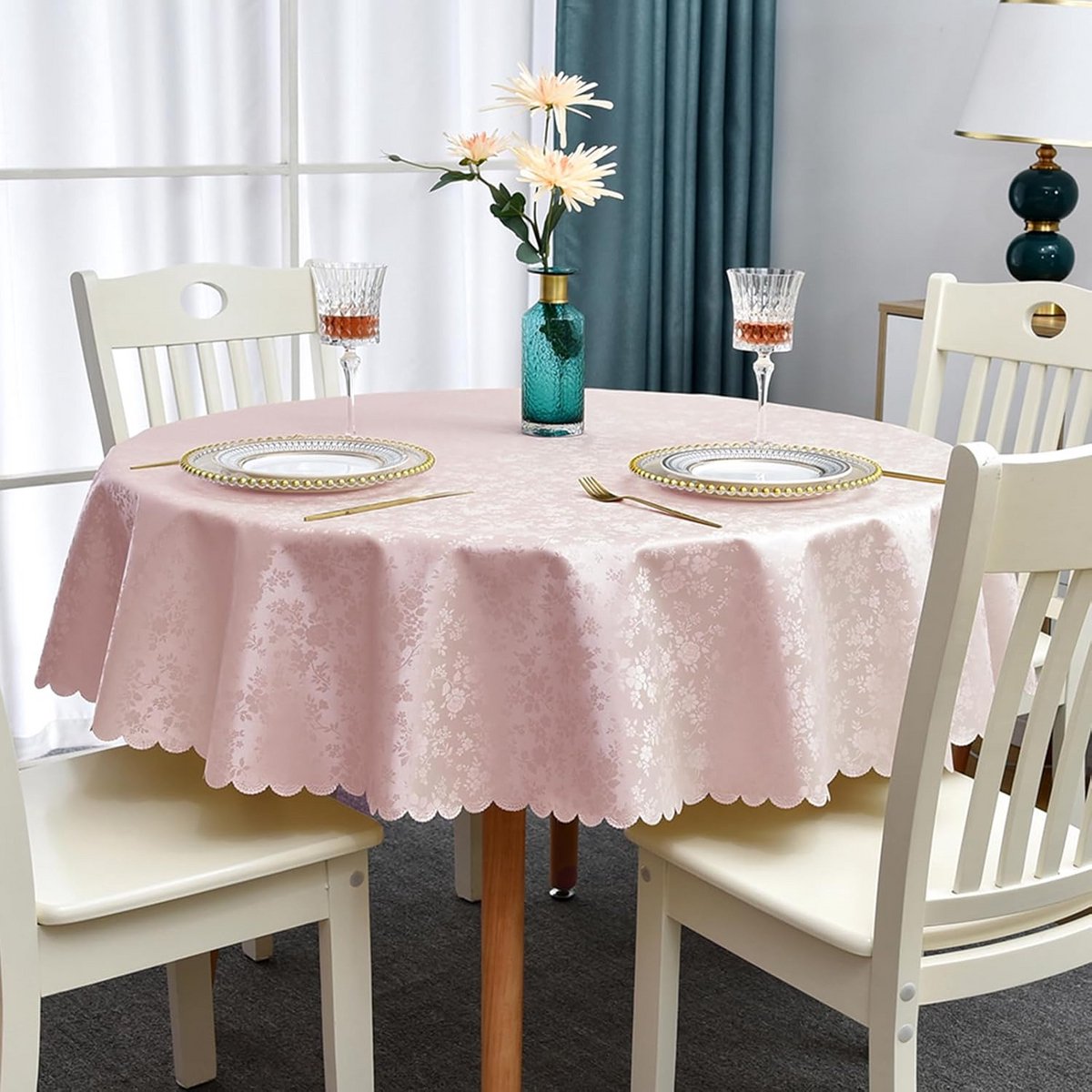 Rond Roze Tafelkleed Waterdicht - Diameter 160 cm - Decoratief en Duurzaam