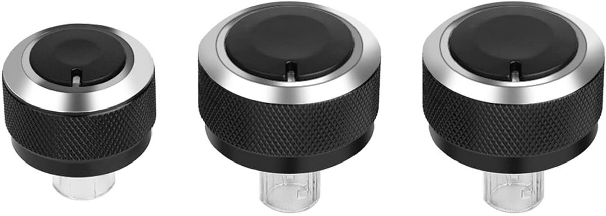 Airco Knoppen Set - Schakelaar Knoppen - Auto Interieur - Aluminium Legering - 3 Stuks - Zwart