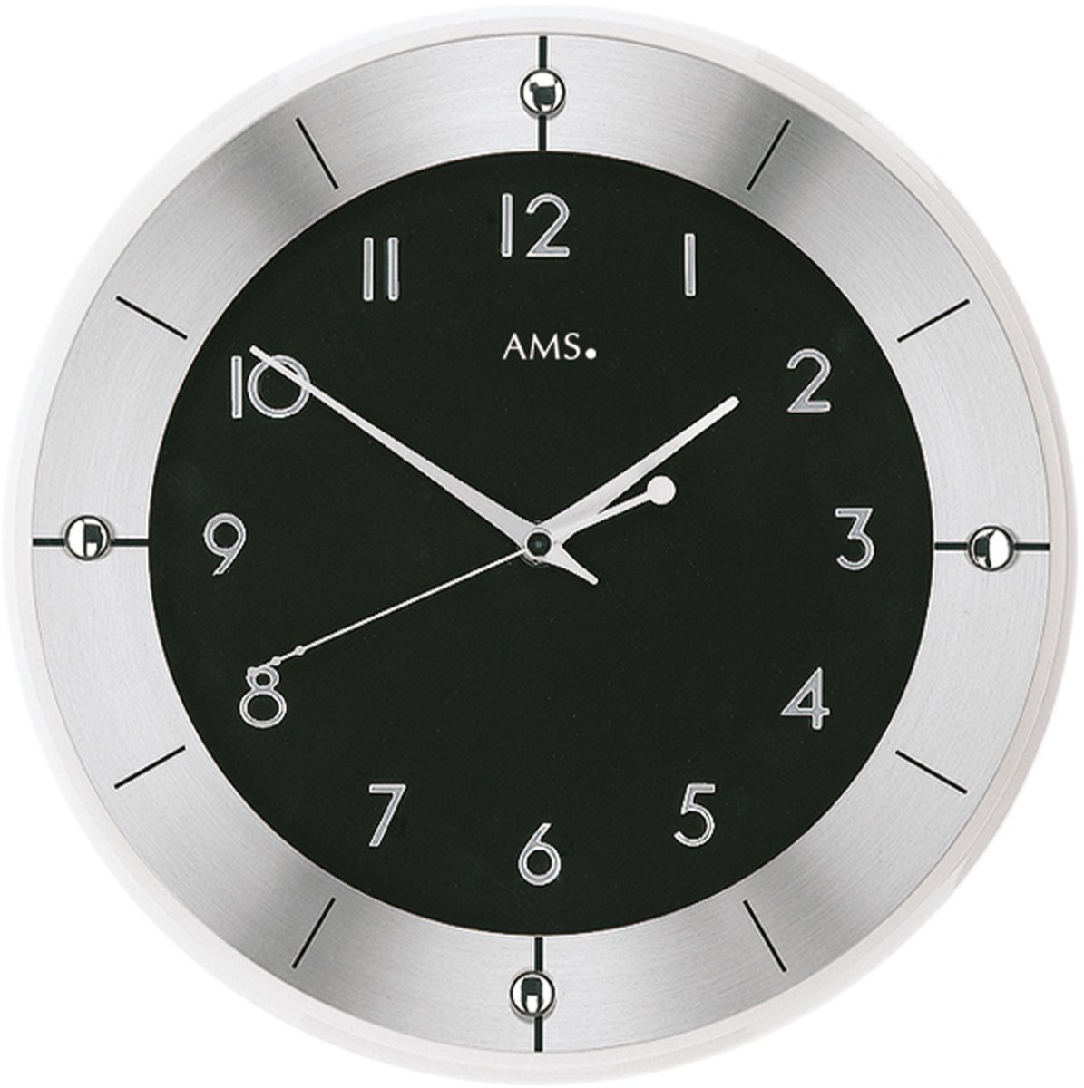 AMS radiocontrol - Klok - Rond - Aluminium/Glas - Ø31 cm - Zwart