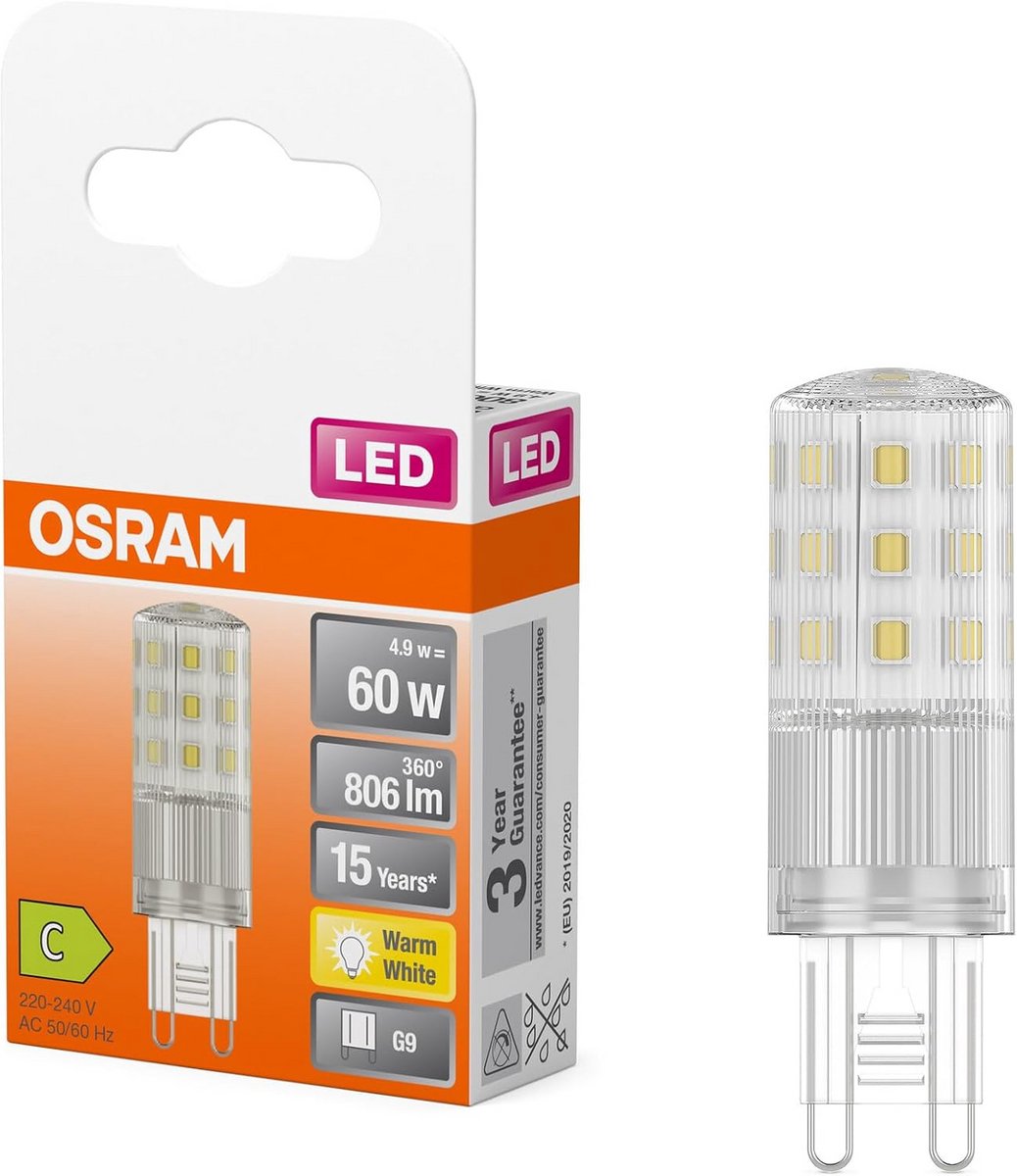 Multicolor LED G9 Lamp - 4.9W, 806 lm, Warm Wit Licht, Non-Dimmable