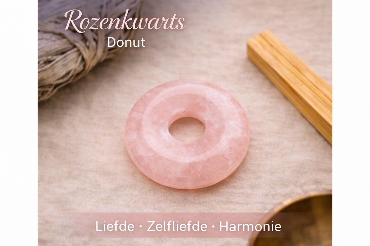S4H - Gepolijste Donutvormige Rozenkwarts Edelsteen 30 mm