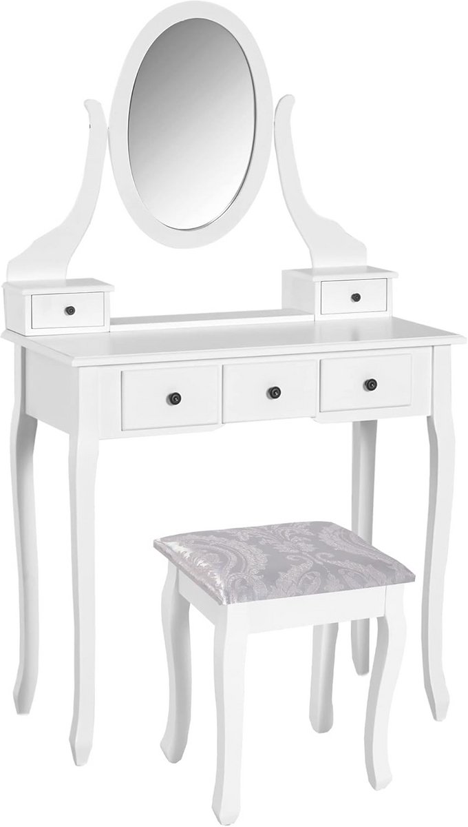 Verfraai je kamer met een stijlvolle make-uptafel met spiegel en kruk