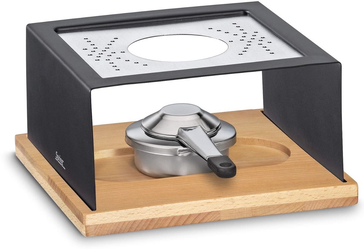 Houten fonduerechaud voor een gezellige avond