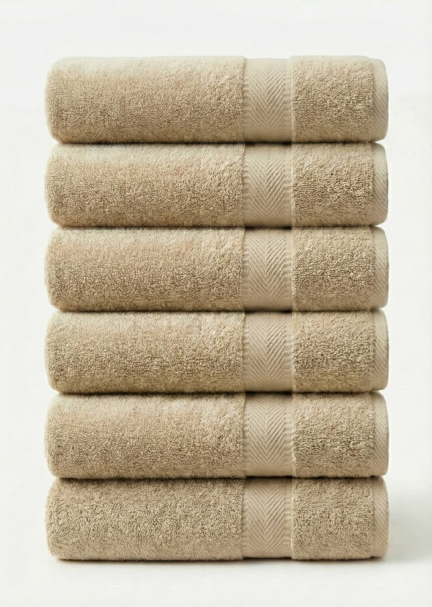 Blanche Nuit Badlakens 70x140 cm - 6x Luxe Handdoeken - 100% Katoen - 500 gr/m2 - Zand