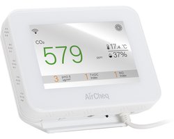 AirCheq Home + | Nederlandse Kwaliteit | CO2 & Fijnstof Meter | Luchtkwaliteitsmeter met VOC & NOx | Temperatuur & Luchtvochtigheid | Alarm | Datalogger | Zelf kalibrerend