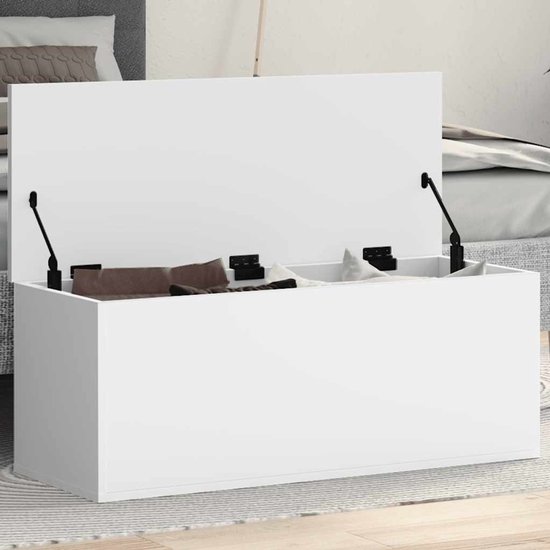 Houten Opbergkist Jersey in Wit 80x40x48cm - Casaria