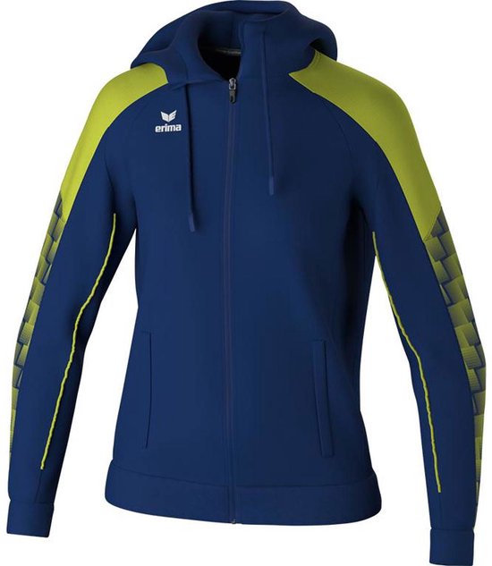 Erima Evo Star Trainingsjack Met Capuchon Dames - Marine / Geel | Maat: 44