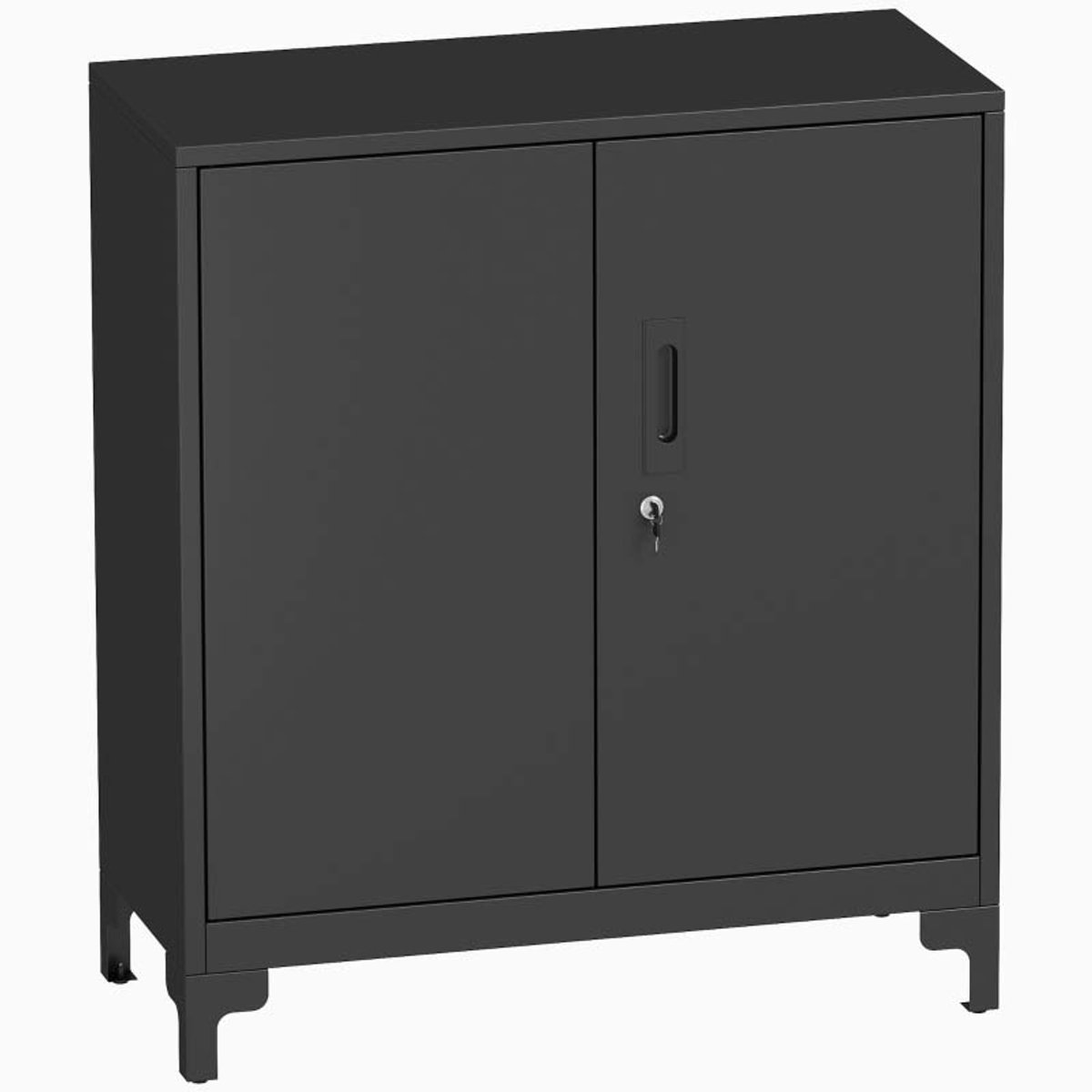 Kantoor archiefkast met slotdeuren opbergkast zijkast dubbel ontwerp stevige metalen frame modern minimalistisch ontwerp anti-tip band geschikt voor thuiswerkplek of kantoorruimte 80x35x91 cm zwart