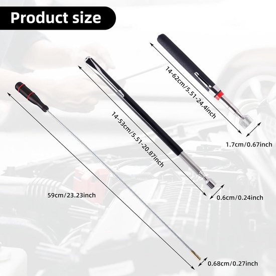 Telescopische Magneetstaaf Set van 3 - Flexibele Magnetische Lifter en Grijper - Extra Sterk tot 3 lb - Ideaal voor Moeilijk Bereikbare Plaatsen van Merkloos	 — afbeelding 2