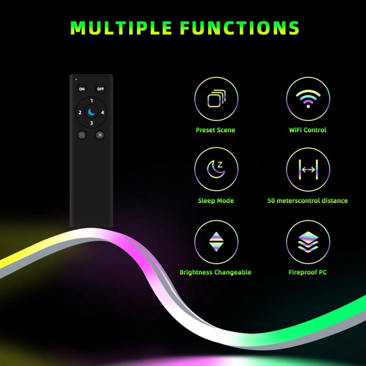 WiFi LED Afstandsbediening voor WLED Controller - RGB, App Besturing, Dimbaar & 50M Bereik