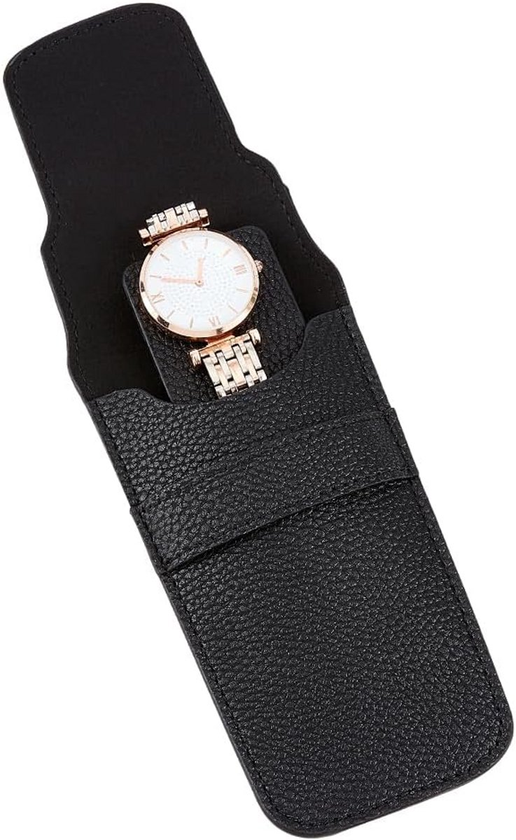 Luxe Zwart Horlogedoosje voor Reizen - Single Horlogekast in PU-Leer