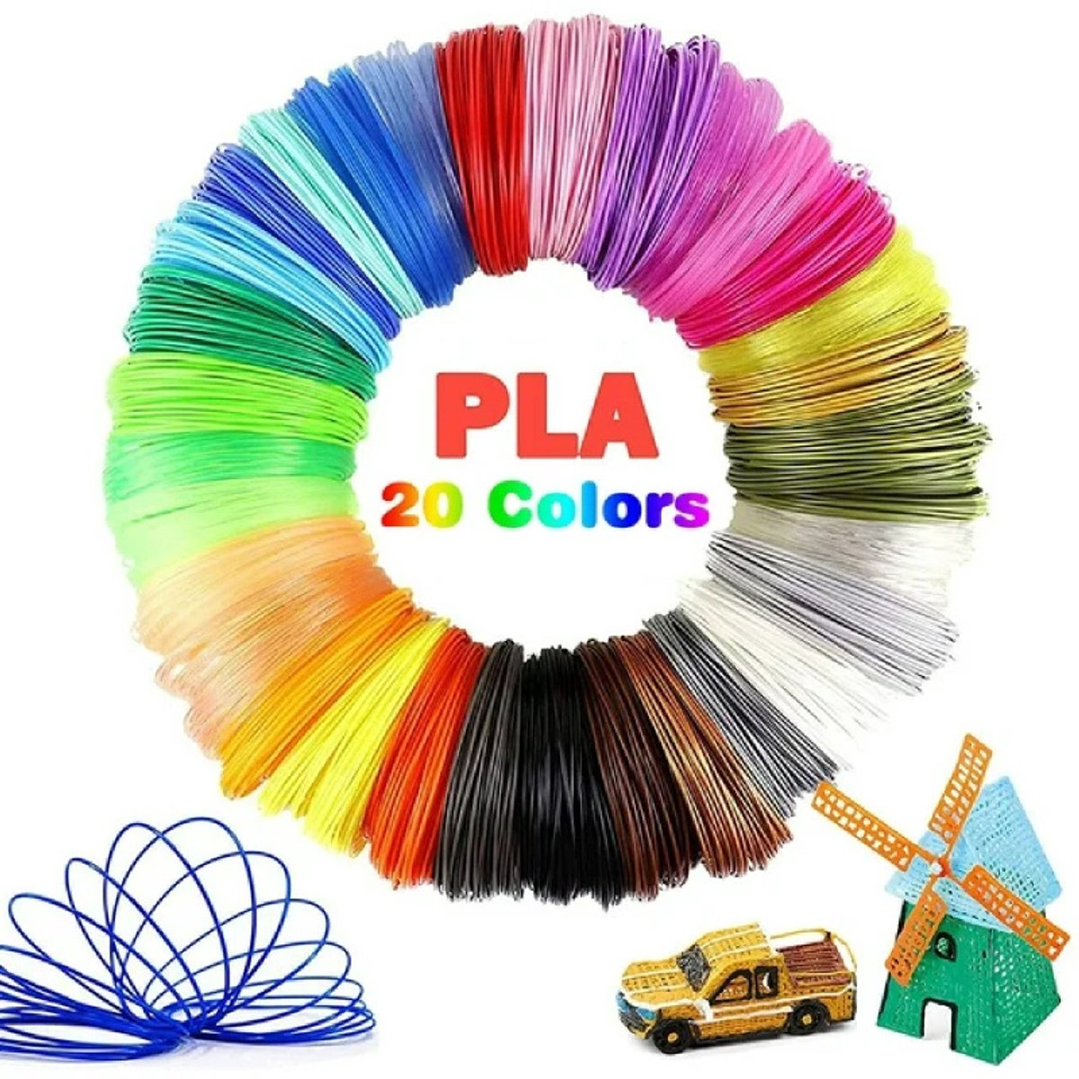 3D Pen Filament Set - 20 Kleuren 1.75mm - Teken in De Lucht - Tekenset - Leren Tekenen - DIY Knutselen - Speelgoed - 3D-Pennen Navullingen - Verbruiksartikelen Voor Hoge Temperaturen - Geschikt Voor 3D Pennen En Printers - 5m per Kleur