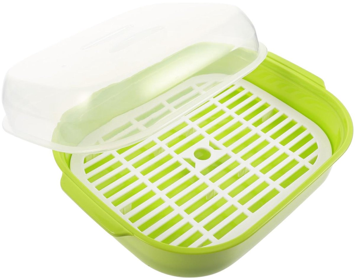 TuseRxln Magnetron Stoompan Opvouwbaar - Magnetron - Stevige Plastic Constructie Groene Kleur Geschikt Voor Stomen Van Dim Sum En Broodjes - 1 Stuk - Keukenapparatuur Voor Huishouden + Green