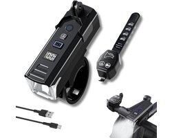 Fietslamp - Draadloze afstandsbediening - Met luidsprekerfunctie - Automatische verlichtingsmodus - Grote capaciteit 1500mAh - 5 standen - Oplaadbare Type-C IPX5 waterdichte zaklamp - Geschikt voor aardbevingen, stroomuitval en noodsituaties.