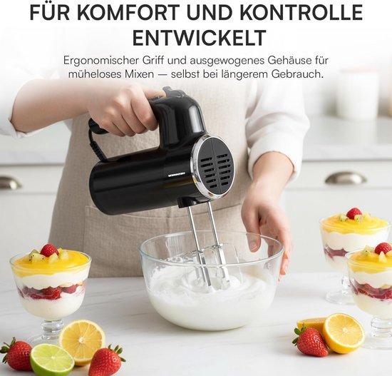 Krachtige Handmixer 300W met 6 Snelheden en Turbo - Inclusief Gardes en Deeghaken van Merkloos — afbeelding 4