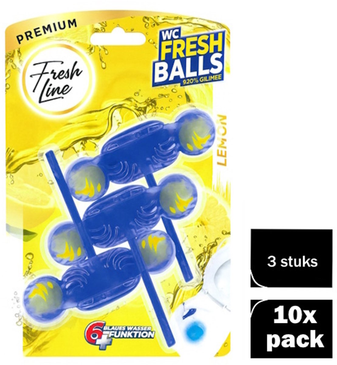 Fresh Line® - Toiletblok Limoen - Giga Voordeelverpakking 10x3 stuks - WC Blokjes