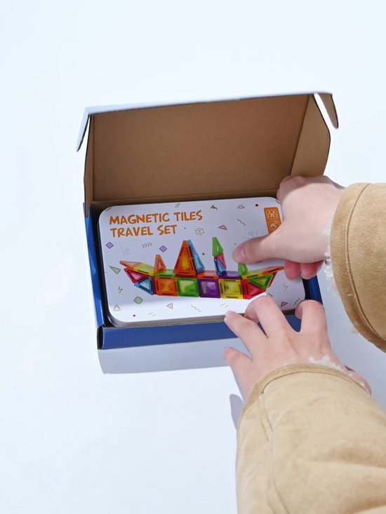 GOUDHARD® Magna Tiles Travel Set - Magnetic Tiles Travel – Magnetisch Speelgoed – 40 Stuks – Educatief Speelgoed – Inclusief handleiding – Magnetische Tegels – Bouwstenen - Magnetische - Inclusief 1 Opbergdoosjes - Mini Magnetic Tiles