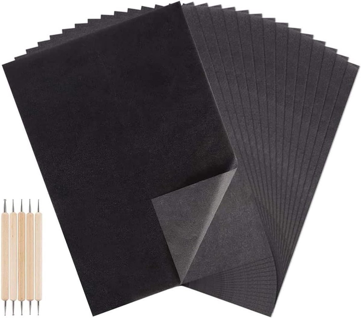 Allecta- Koolpapier en calqueerpapier - Reliëfstiften - Koolstofpapier - Zwart - Grafiet - Transferpapier - Hout, papier, canvas - Geschikt voor handmatig kopiëren - Diverse formaten en vormen