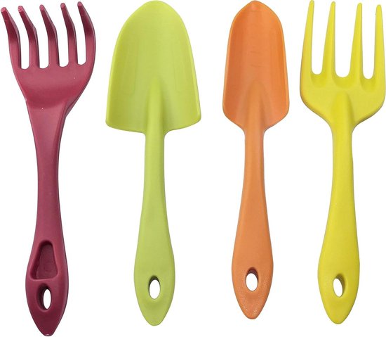 Dailygoods - Set van 4 Tuingereedschap - Troffel en Transplanter - Onkruidvork en Hark - Graafset - Oppot- en Verplantgereedschap - 190-210 mm - Tuina van Dailygoods — afbeelding 3
