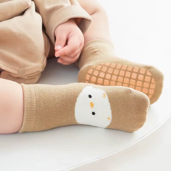 6 Paar Antislip Kindersokken Maat M (1–3 Jaar, 12–13 cm) - Cartoon Vos & Beer Vloersokken voor Jongens en Meisjes - Baby & Peuter Sokken, Zachte Anti-Slip Sokken voor Kinderen, Leuke Cartoon Sokken van Merkloos — afbeelding 4