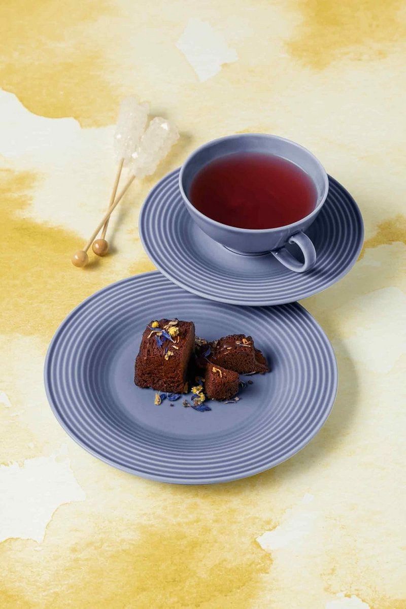 Set van 6 Broodborden Porselein 17 cm - Kleine Borden met Reliëf - Vaatwasserbestendig
