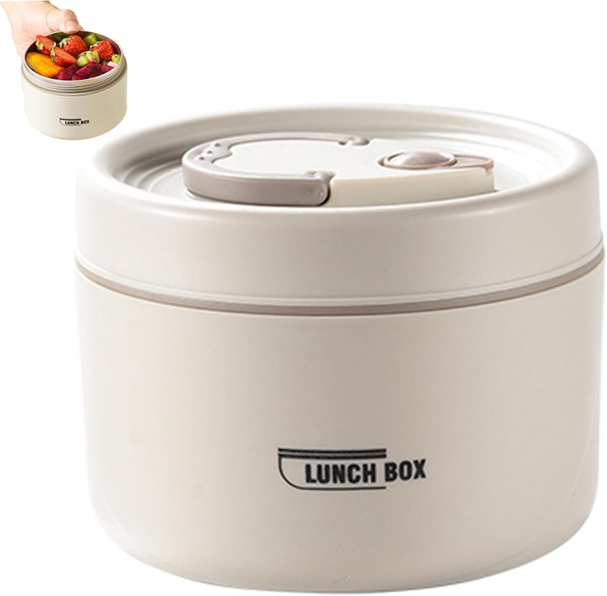 Geïsoleerde Lunchcontainer - Thermos Beker - Maaltijden Meenemen - Lekvrij Ontwerp - 600 ml - Beige