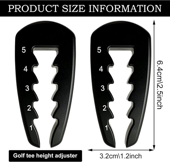 Set van 2 Verstelbare Golf Tees - Hoogte Instelbare Golfaccessoires voor Training en Precisie - Duurzaam Plastic Golfmateriaal — afbeelding 3