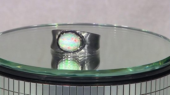 Cavill - Zilveren ring met 1,553 ct ovale Welo-opaal cabochon uit Ethiopië - 925 Sterling zilver - Brede moderne damesring - Luxe sieraden