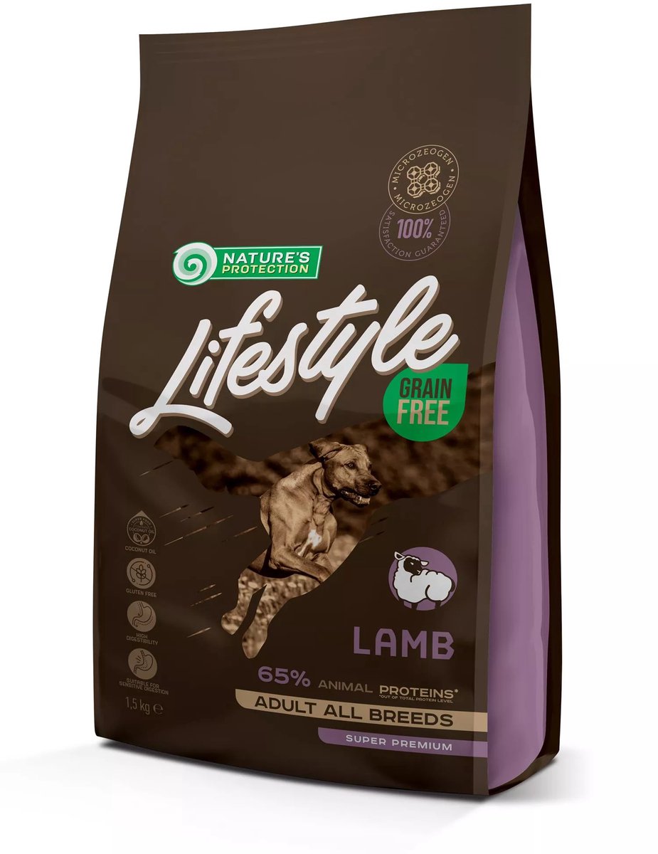 Nature's Protection Lifestyle - hond - alle rassen - volwassen - graanvrij met lam - 1,5kg