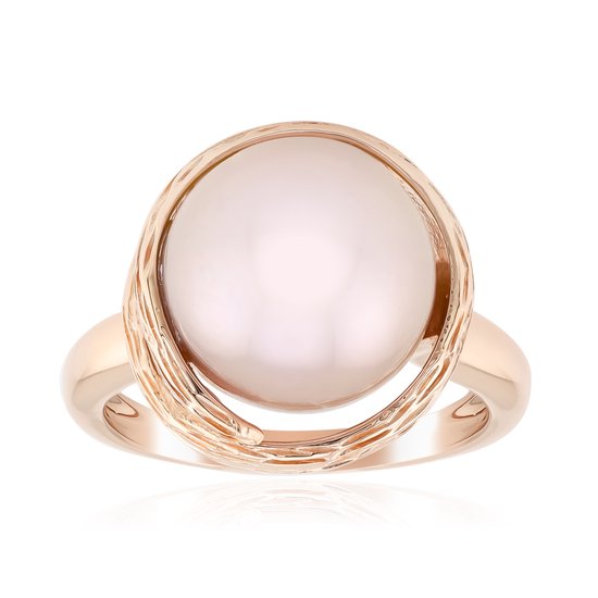 Cavill - Zilveren ring - 925 Sterling zilver rosé verguld - Paarse Ming parel 11 5 mm - Elegante ovale damesring - Luxe sieraden