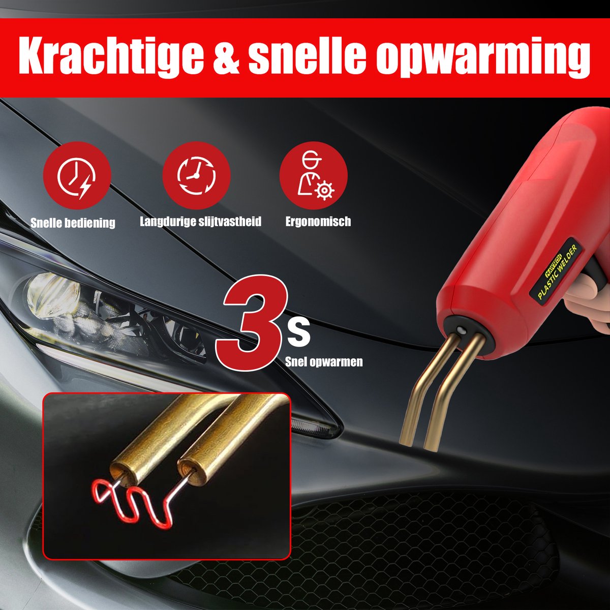 200W Geüpgraded Plastic Laskit, 800STUKS Hechte Nietmachine Auto Bumper Reparatie Kit, 2 in 1 Plastic Lasser Soldeerbout met Lasstaven, 6 Soorten Nietjes voor Bumper/Kajak/Plastic Product Reparaties – foto 2