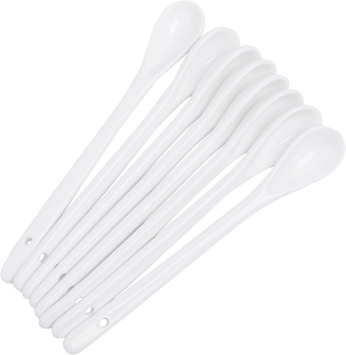 Keramische Lepel met Lange Handgreep - Porseleinen Lepel - Hittebestendig - Vaatwasmachinebestendig - Glad Glazuur - Koffie - Thee - Desserts - Vaatwasser - Wit - Geschikt voor Warme Dranken - Theelepel