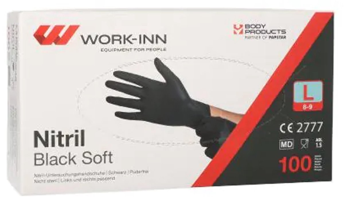 10x 100 Nitril handschoenen ongepoederd "Black Soft" L zwart