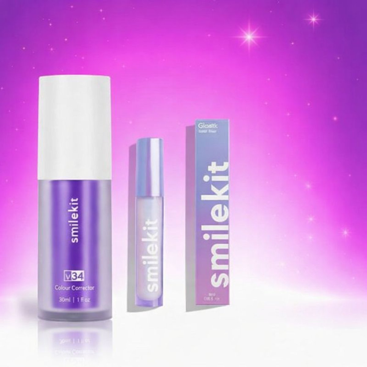 Smilekit - Tandenbleekset - V34 Colour Corrector Serum & Glostik Whitening Pen - Witte Tanden - Paarse Tandpasta - Teeth Whitening - Kleurcorrector - smilekit