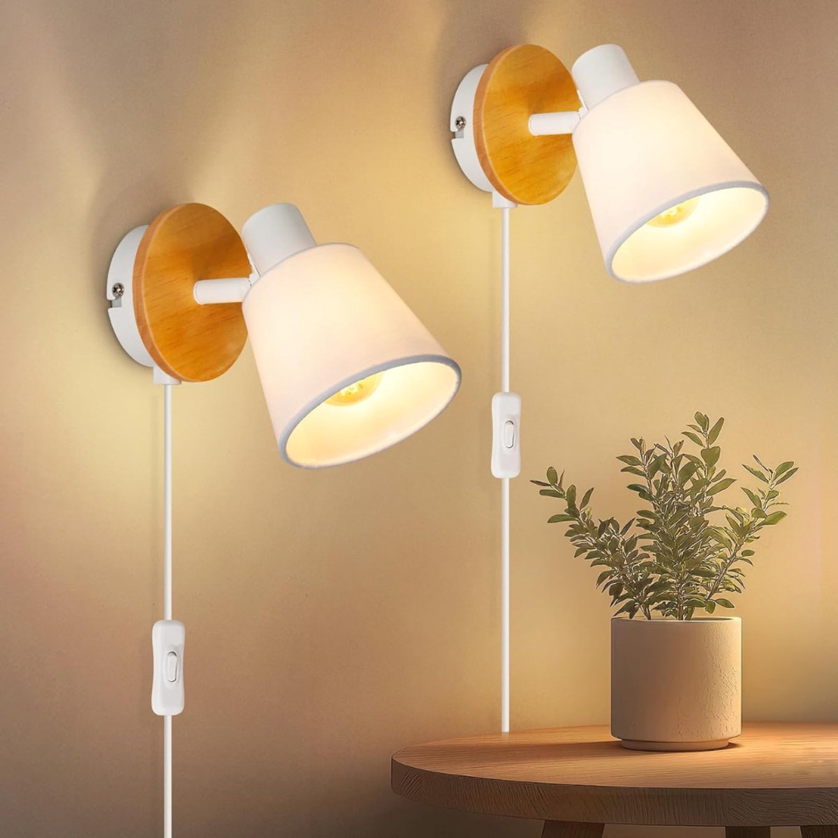 Wandlamp Binnen met Snoer - Wandlamp met Stekker voor Binnen - met Dimbare Schakelaar - Industrieel en Vintage - Slaapkamer Bedlampje