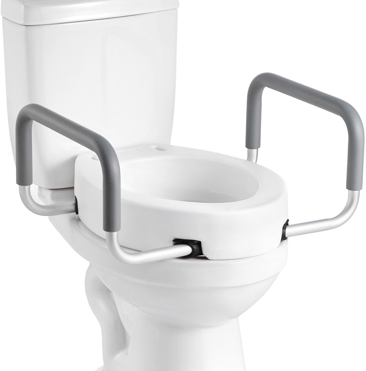 Toiletbrilverhoger - Toiletverhoger met Armleuningen - Draagvermogen 136 kg - Verhoging 8,9 cm - Verbreed Zitvlak - Voor Ouderen en Mindervaliden