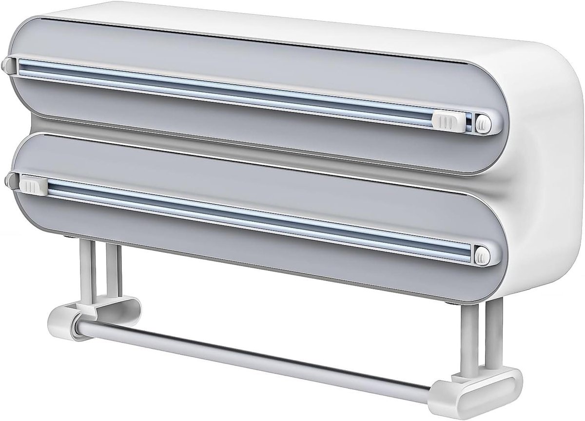 CSGoods - Keukenrolhouder met messen, foliesnijder en wandmontage, praktisch keukenaccessoire