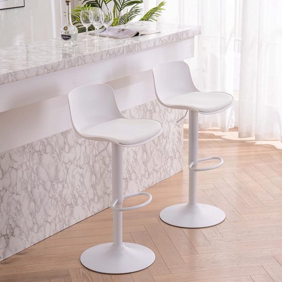 CLP Elvas Set van 2 eetkamerstoelen - In hoogte verstelbaar - 360 graden draaibaar - Met vloerbeschermers - Chroomlook - Stof -, Kleur:zwart