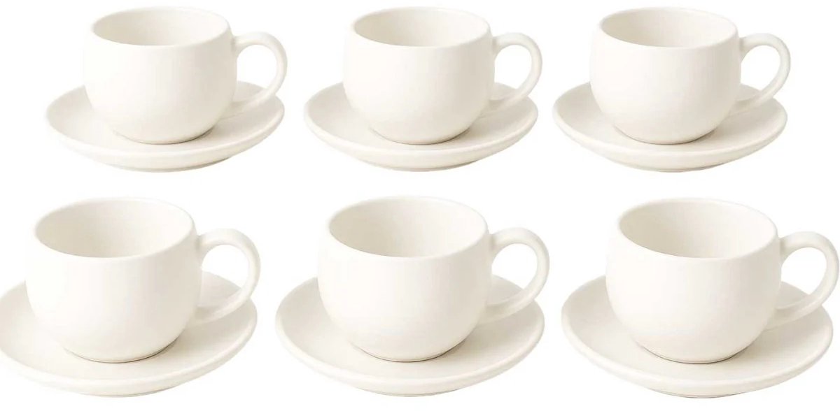 Lissa Bonna - Espressoset - 12-delig - Wit - 120ml - Porselein - Koffiekopjes