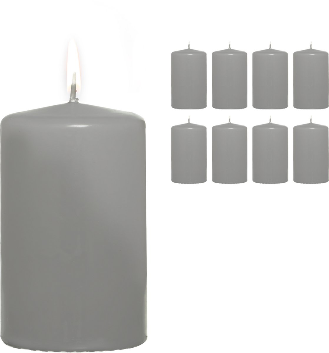 Candelo 8-delige set premium stompkaarsen Kerst Ambiente kaarsen – grijs – 4,8 cm x 8 cm – adventkaars kerstdecoratie – kerstkaarsen