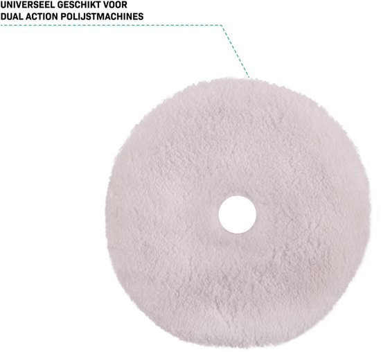 Een witte ronde microvezel polijstpad, universeel geschikt voor dual action polijstmachines.