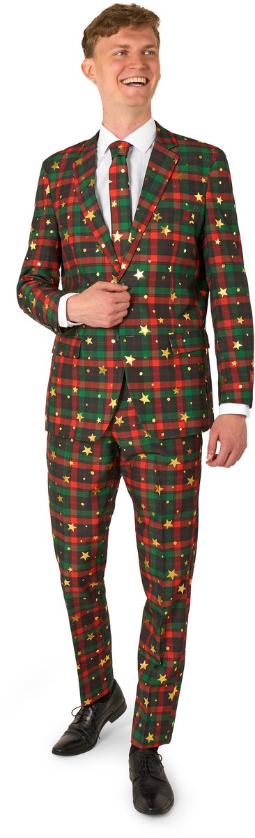 OppoSuits Tartan Tidings Mannen Pak - Heren Kostuum - Kerst Outfit - Maat EU60