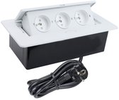 Multiprise avec 3 prises - Multiprise Pop avec câble de 1,5 mètre - Prise de distribution intégrée avec finition en acier inoxydable - Multiprise 230 Volts - pour 3600 Watt max. - Wit
