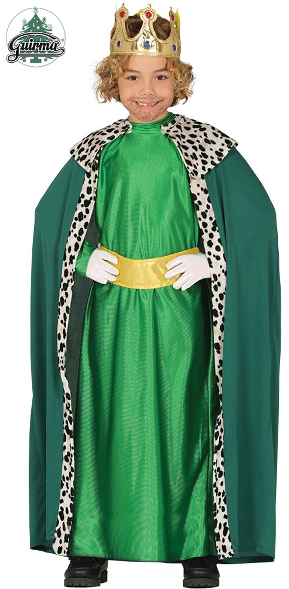 Fiestas Guirca Koning mantel - groen - verkleedkostuum - voor kinderen - 3 koningen - verkleedkleding 140/152