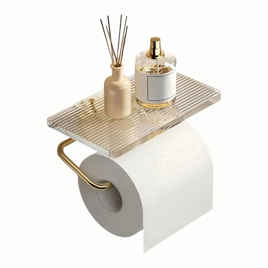 Toiletrolhouder met plankje - Goud – Exul