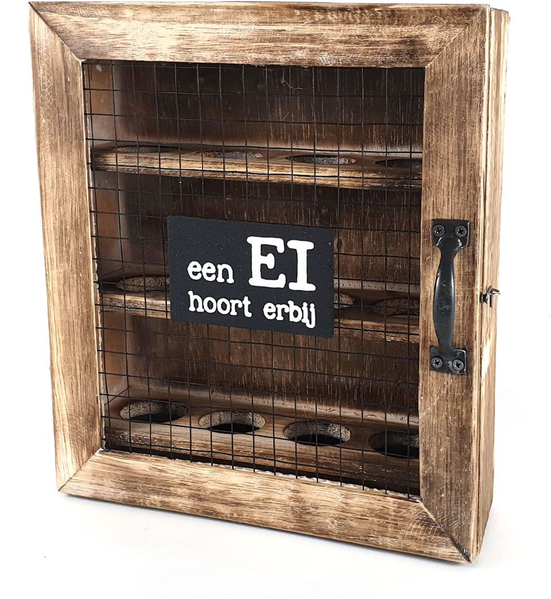 Eierkastje met raster "Een ei hoort erbij" 27x25cm