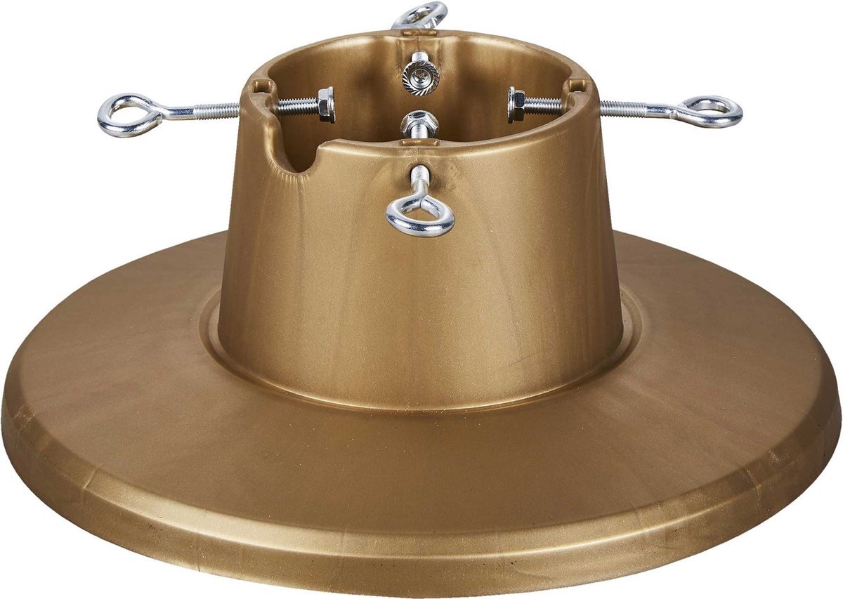 Famiflora kerstboomvoet met schroefklem - goud - met waterreservoir - kerstboomstandaard geschikt voor kerstbomen tot 210 cm - Gouden kleur geeft je kerstboom meteen luxe uitstraling