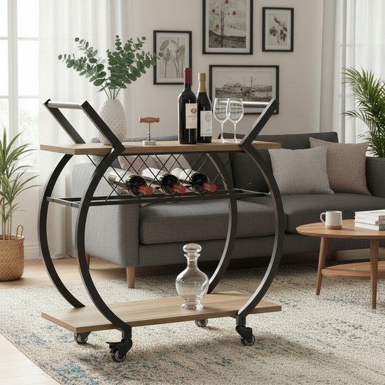 VITA barwagen – Natuurlijk hout of zwart/wit metaal-Kleur Wit