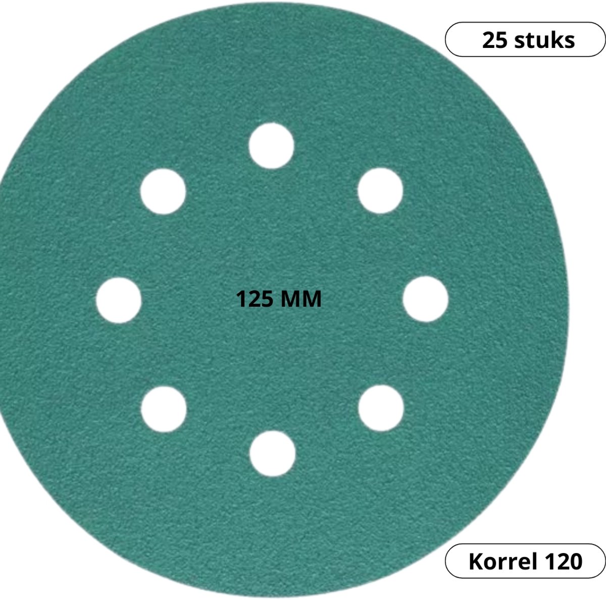 Schuurpapier klittenband 125 mm 8-Gats 25-delig voor excentrische schuurmachine korrel 120