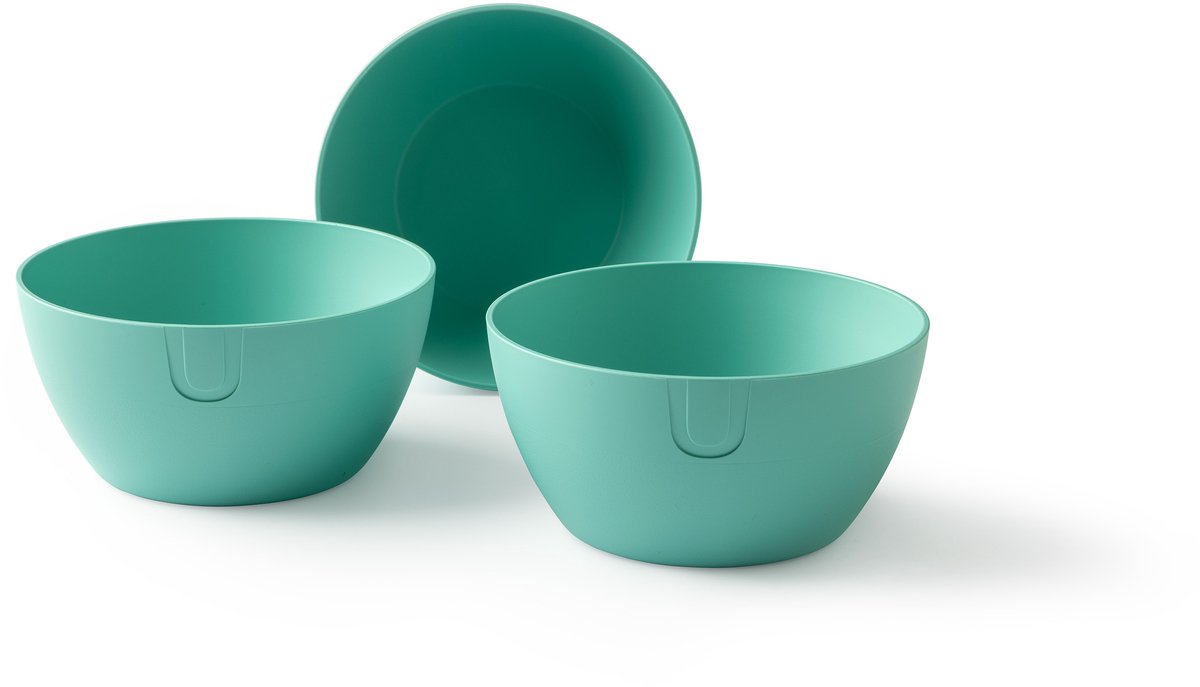 UBITE bio-based bowl (S) - set van 3 - Aquamarine Green - Ø 14 cm - kom/schaal/bak - duurzaam
